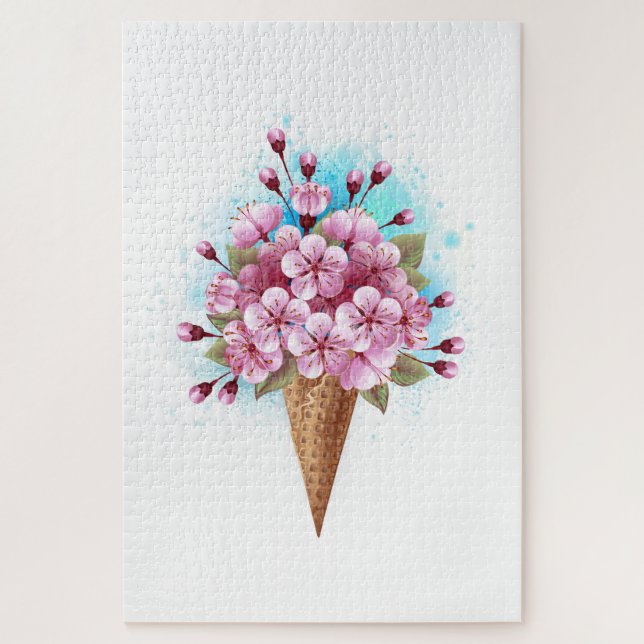 Rosa Sakura Ice Waffel Puzzle (Vertikal)
