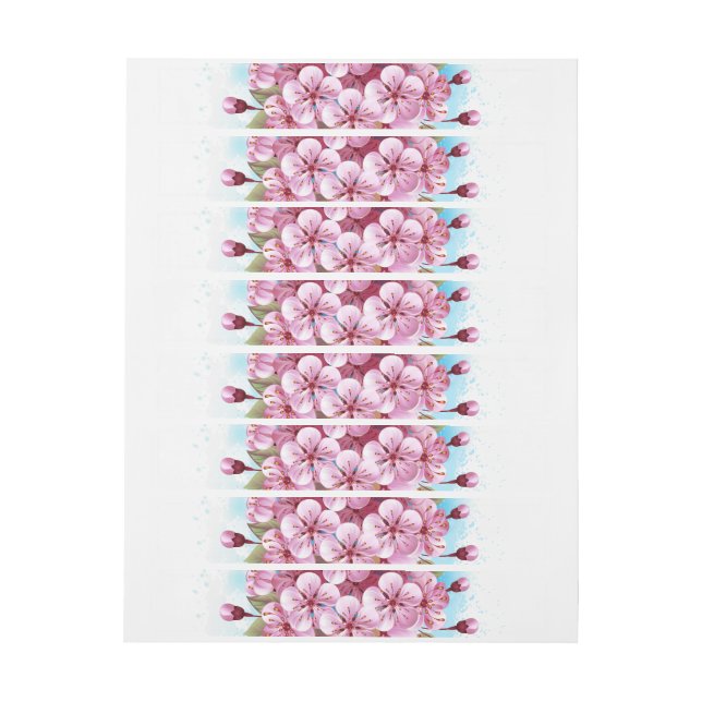 Rosa Sakura Ice Waffel Rundum-Adressaufkleber (Bogen)