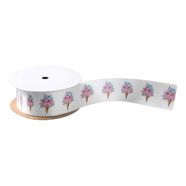 Rosa Sakura Ice Waffel Satinband (Spule)