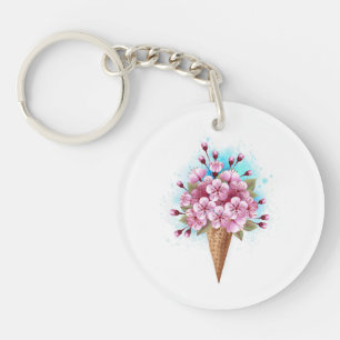 Rosa Sakura Ice Waffel Schlüsselanhänger