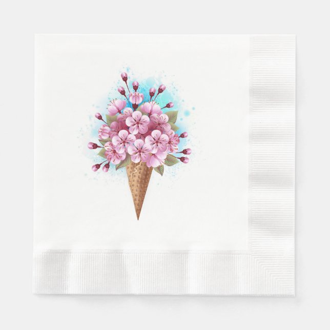 Rosa Sakura Ice Waffel Serviette (Vorderseite)