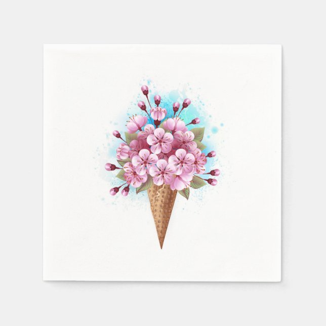 Rosa Sakura Ice Waffel Serviette (Vorderseite)