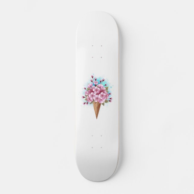 Rosa Sakura Ice Waffel Skateboard (Vorderseite)