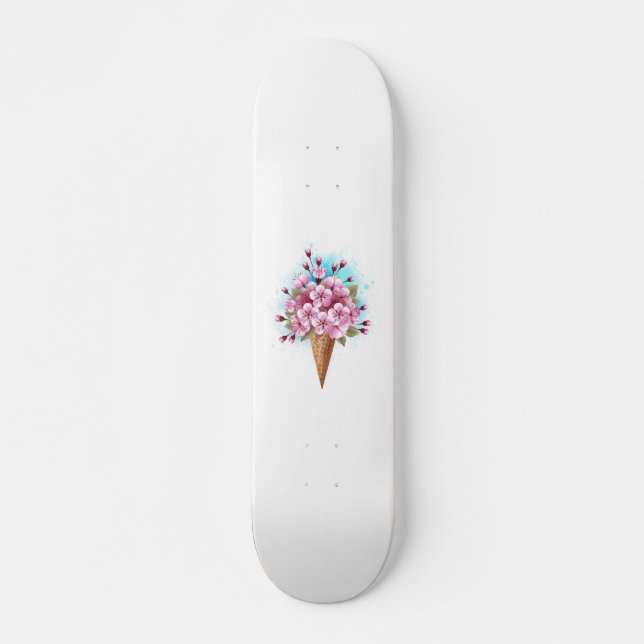 Rosa Sakura Ice Waffel Skateboard (Vorne)