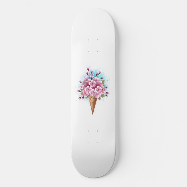 Rosa Sakura Ice Waffel Skateboard (Vorderseite)