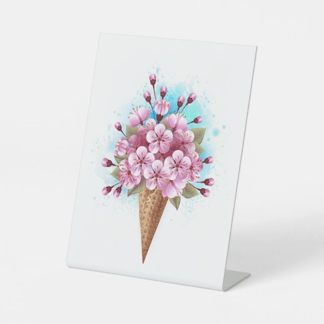 Rosa Sakura Ice Waffel Sockelschild (Vorderseite)