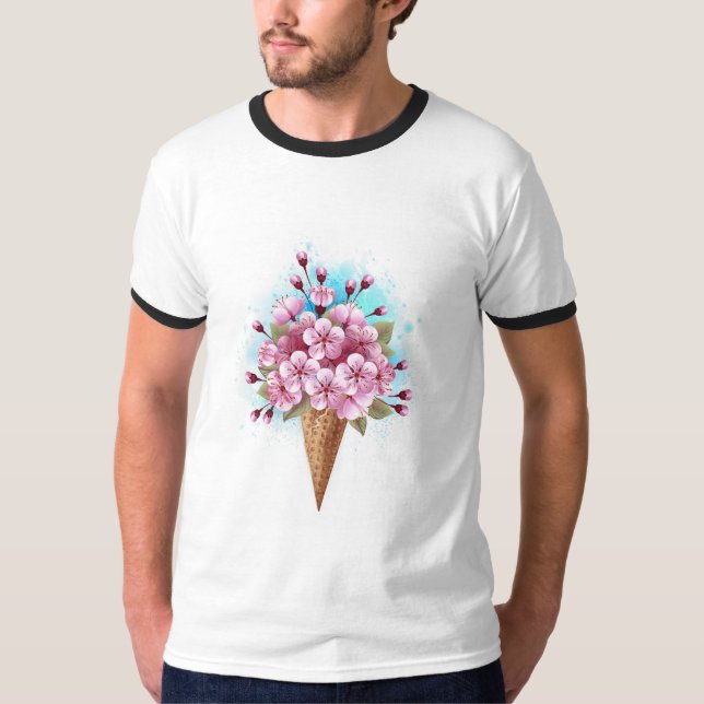 Rosa Sakura Ice Waffel T-Shirt (Vorderseite)