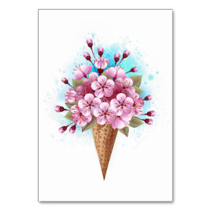 Rosa Sakura Ice Waffel Tischnummer