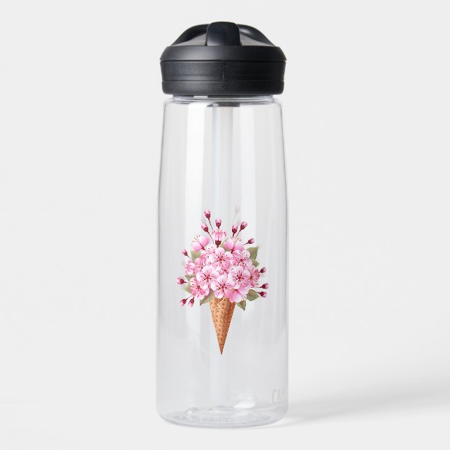 Rosa Sakura Ice Waffel Trinkflasche (Vorne)