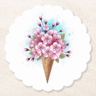 Rosa Sakura Ice Waffel Untersetzer