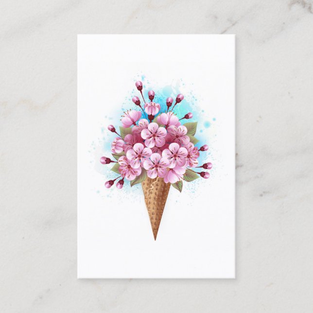 Rosa Sakura Ice Waffel Visitenkarte (Vorderseite)