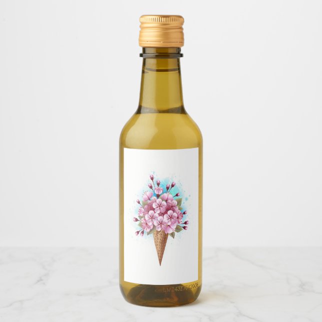 Rosa Sakura Ice Waffel Weinetikett (Vorderseite)