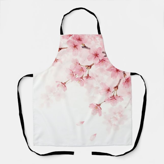 Rosa Sakura-Kirschblüten-Aquarellmuster Schürze (Vorderseite)