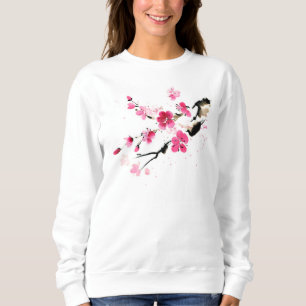 Rosa Sakura-Kirschblüten-Damenpullover Sweatshirt