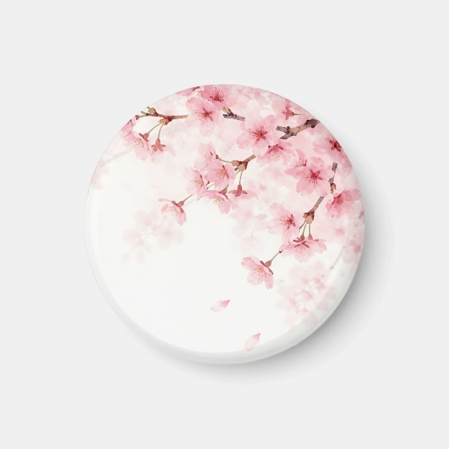 Rosa Sakura-Kirschblüten-Wasserfarbenmuster Magnet (Vorne)
