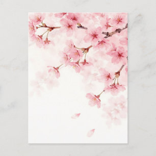 Rosa Sakura-Kirschblüten-Wasserfarbenmuster Postkarte