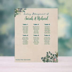Rosa-Salbei-Blumen-Hochzeitssitzplan Acrylschild