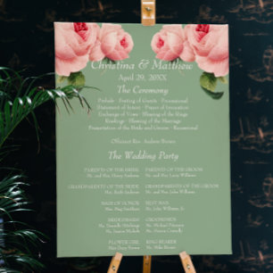 Rosa-Salbei Hochzeitsfeier Programm Poster