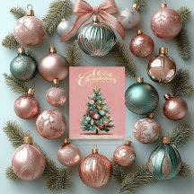Rosa Samt-Weihnachtsbaum-Folie-Feiertagskarte