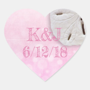 Rosa Sand-Dollar-Hochzeitsticker am Meer Herz-Aufkleber