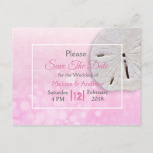 Rosa Sand Dollar Themed Wedding Save the Date Ankündigungspostkarte