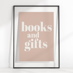 Rosa Sandstein-Typografie-Baby-Shower-Bücher-Gesch Poster
