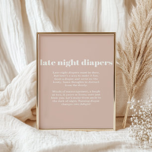 Rosa Sandstein-Typografie Baby Späte Nacht Windel Poster