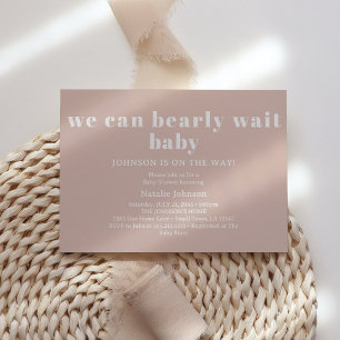 Rosa Sandsteintypografie Baby Shower "Bearly Wait" Einladung