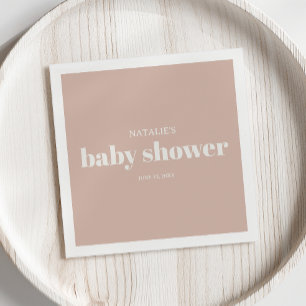 Rosa Sandsteintypografie Baby Shower Serviette