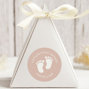 Rosa Sandsteintypografie Babyparty Runder Aufkleber