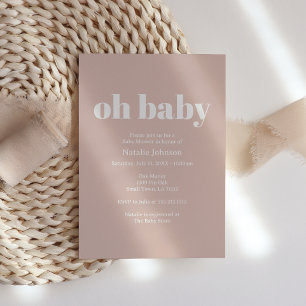 Rosa Sandsteintypografie Oh Baby Shower Einladung