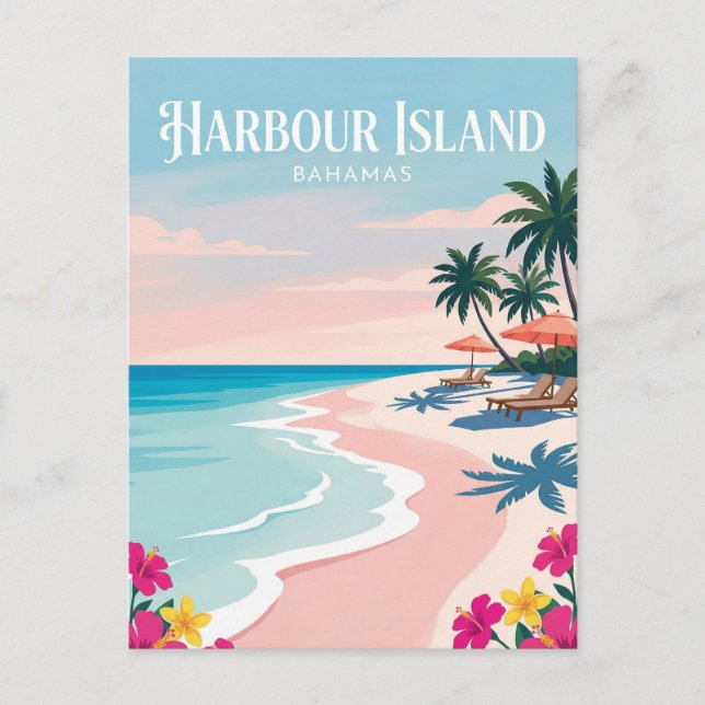 Rosa Sandstrand Bahamas Postkarte (Vorderseite)