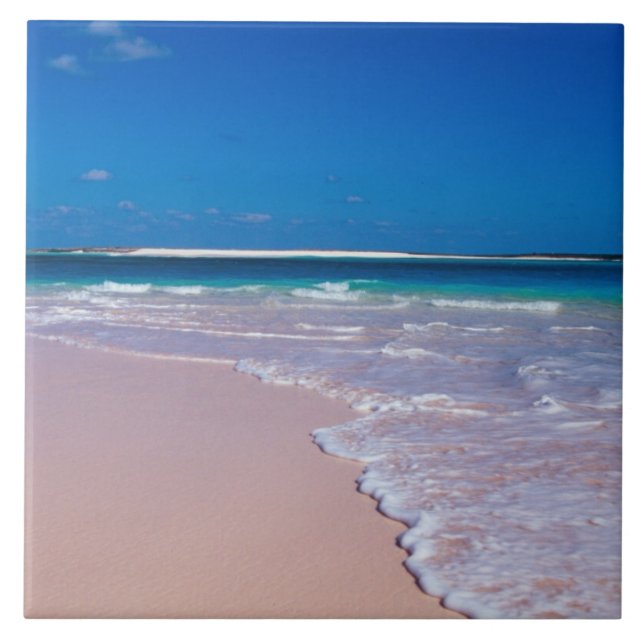rosa Sandstrand bei Conch Bay, Cat Island, Fliese (Vorderseite)