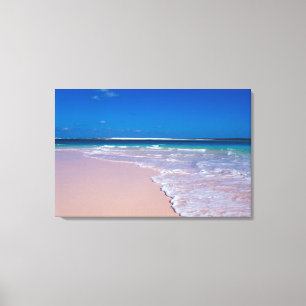 Rosa Sandstrand in Conch Bay, Cat Island, Leinwanddruck