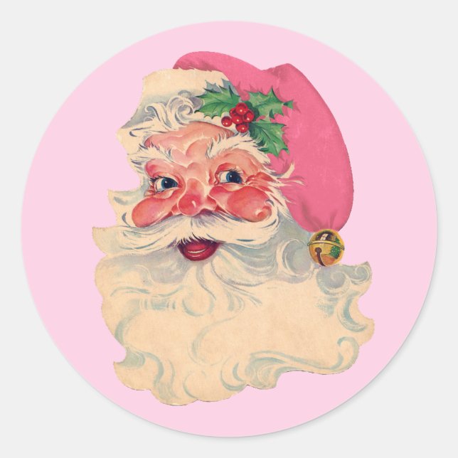 Rosa Santa Runder Aufkleber (Vorderseite)