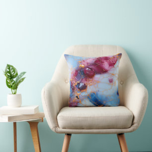 Rosa- & Saphir-Marmor mit Goldadern Kissen