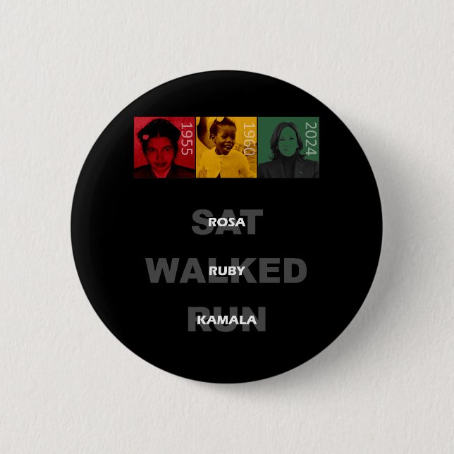 Rosa Sat Ruby Walka Kamala Run Button (Vorderseite)
