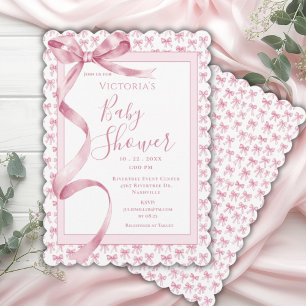 Rosa Satin Ribbon Elegant Baby Girl Dusche Einladung