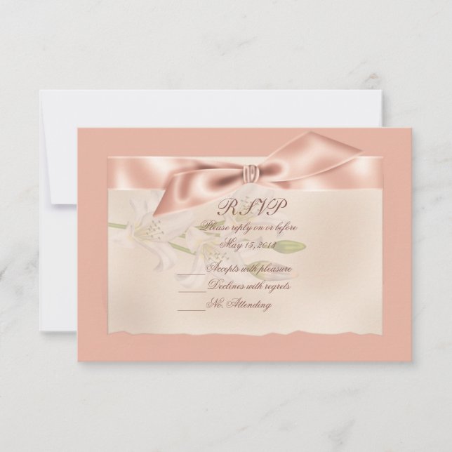 Rosa Satin Ribbon RSVP-Karten RSVP Karte (Vorderseite)