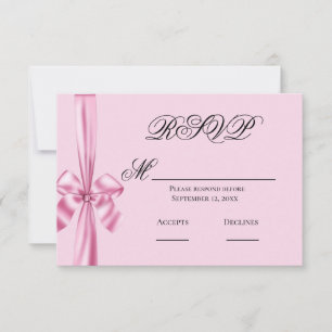 Rosa Satin Ribbon Simple Wedding RSVP Karte