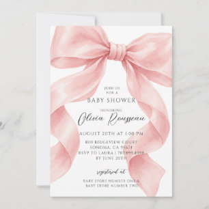 Rosa Satin-Schleife Baby Mädchen Shower Einladung