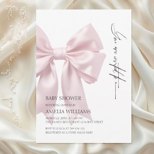 Rosa Satin-Schleife Baby Shower Einladung