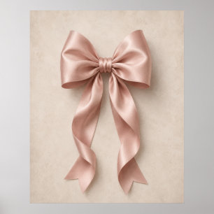 Rosa Satin-Schleifen-Wandkunst   Coquette Feminine Poster
