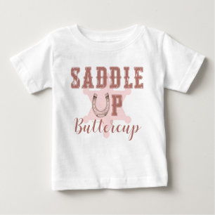 Rosa Sattel Up Country Western Geburtstag Baby T-shirt