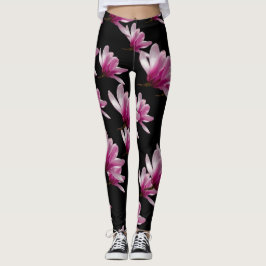 Rosa Saucer Magnolia Blüten Leggings