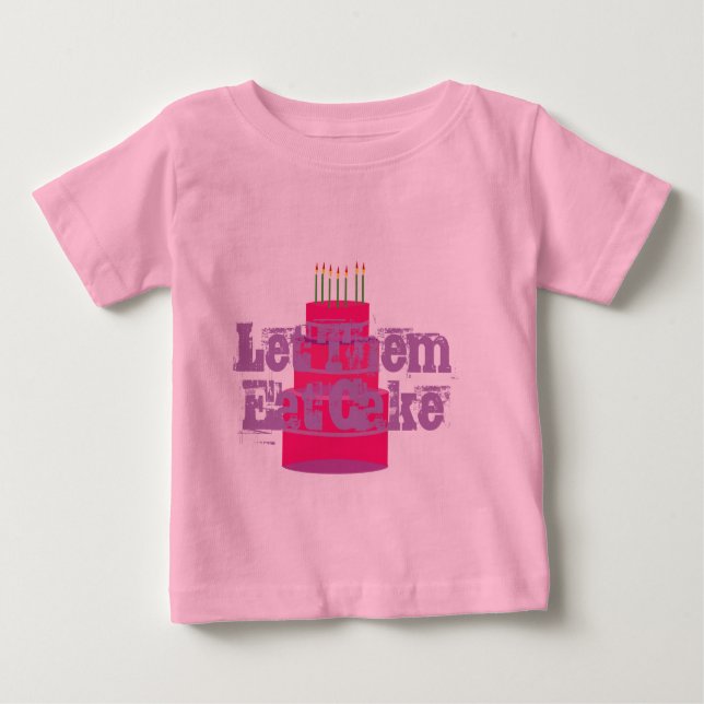 Rosa Säugling T - Shirt W/Tutu "Lass ihnen Eat Cak (Vorderseite)