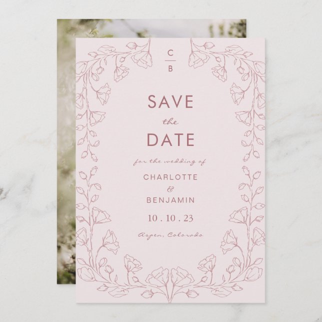 Rosa Save the Date (Vorne/Hinten)