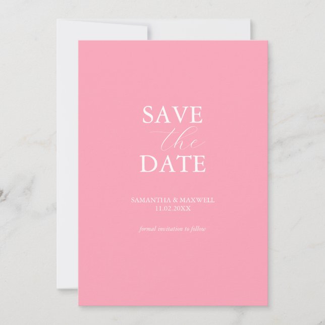 Rosa Save the Date Einladung (Vorderseite)