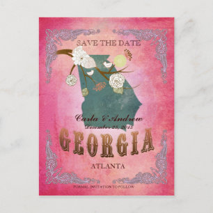 Rosa Save the Date - Georgien Karte mit hübschen V