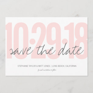 Rosa Save the Date, Hochzeit, Foto auf der Rücksei Date